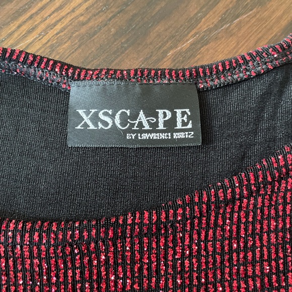 Xscape Shimmering Red Black Cardigan & Tank - Picture 3 of 5